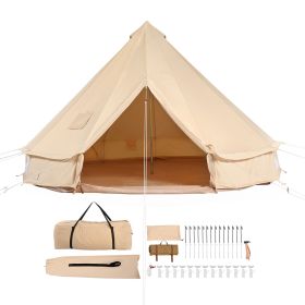 Canvas Bell Tent, 4 Seasons 6 m/19.68 ft Yurt Tent, Canvas Tent for Camping with Stove Jack, Breathable Tent Holds up to 10 People
