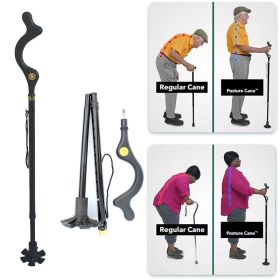 Posture Cane Adjustable Height Walking Stick Hiking Walking Aid Cane