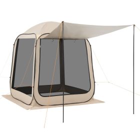 Screen House Tent, 6 x 6 ft, 4-6 Person Pop Up Screen Tent with Extended Awning, Portable Screened in Canopy with Carry Bag, Netting Sides, for P