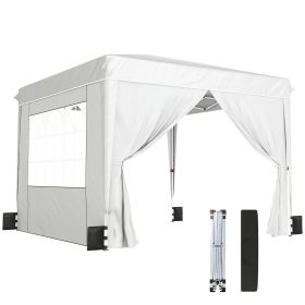 10 x 10 ft Pop Up Canopy Tent with Sidewalls, UPF50+ Outdoor Portable Instant Canopy Shelter with Carry Bag, White