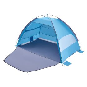 Beach Tent Sun Shelter for 4 Person, UPF 50+ Protection, Portable Sun Shade Canopy with Carrying Bag & Sand Pockets