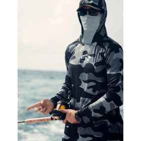 Fishing Hoodie Face Mask Neck Cover Sailing Shirt Summer Men Long Sleeve Sun Protection Hunting Jersey Camisa De Pesca Performance Fish Gear Beac (Option: 4XL)