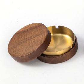 Wooden Trendy Unique Black Walnut Ashtray With Lid (Option: Gold Liner)