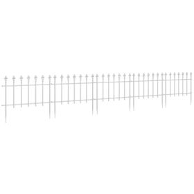 Metal Decorative Garden Fence, 9.2' x 17.25" 5 Steel Panels, Decorative Border for Landscape, Flower Bed, Animals, White (Option: White-600x490x140 mm)