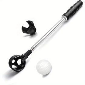 Stainless Telescopic Golf Ball Retriever For Water With Golf Ball Grabber For Putter (Option: Black)
