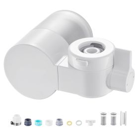 Faucet Mount Water Filter, Horizontal Water Purifier for Sink Tap, Carbon Fiber Filter, Removes Chlorine Lead with 3 Filters (Default: Default)