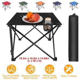1Pc/2Pcs Options -- Foldable Camping Table Portable Picnic Table Lightweight Travel Desk with 2 Cup Holders Carrying Bag (Quantity: 1Pc, Color: Black)