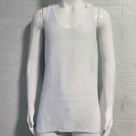Men's Summer Loose Sleeveless Knitted Vest (Option: White-XL)